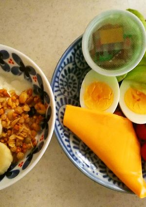 ウィークデーの簡単たんぱく質多め朝食-レシピのメイン写真