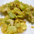 *そら豆と鶏のささ身のかき揚げ*