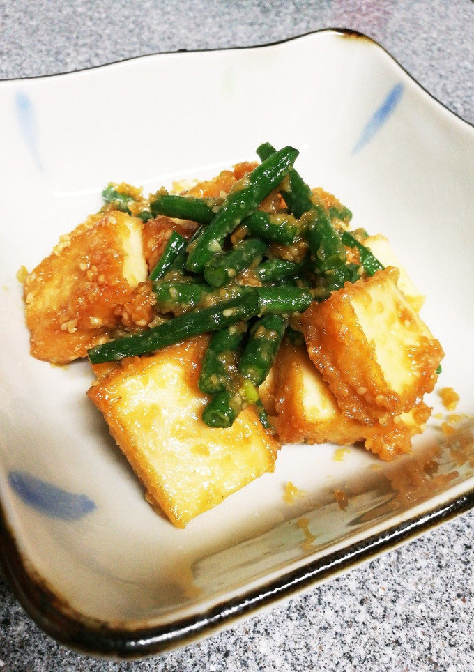 いんげんと厚揚げの甘辛ゴマ糀味噌炒め☆-レシピのメイン写真
