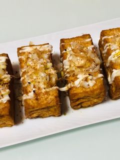 ねぎマヨ鰹節七味がけ厚揚げめんつゆ焼き-レシピのメイン写真