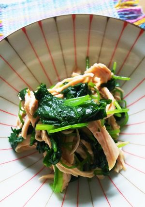 みつ葉と鶏肉のわさび醤油和え（レンチン版-レシピのメイン写真