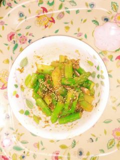 レンジで簡単❕アスパラの和風おひたし風☺-レシピのメイン写真