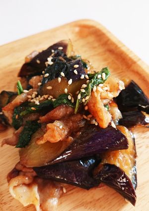 ナスと豚肉の味噌炒め～梅紫蘇風味～-レシピのメイン写真