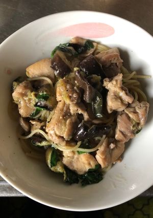 茄子と鶏のパスタ バジルの香り-レシピのメイン写真