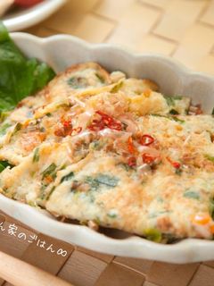 ふんわりとろとろ⁂山芋とニラのお焼き-レシピのメイン写真