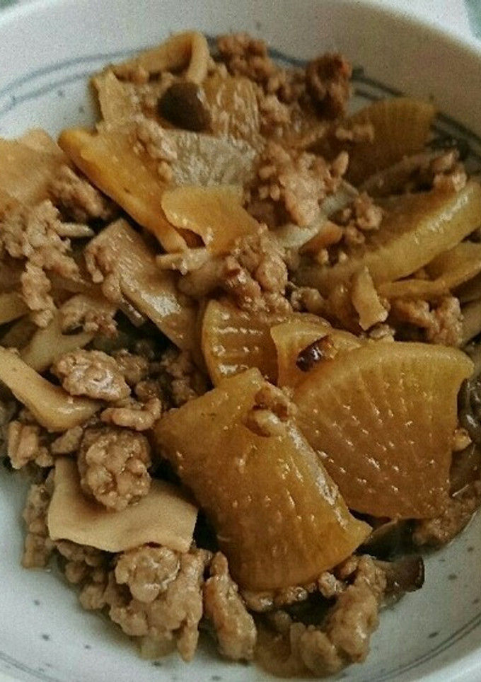 レンジで大根ときのこと挽き肉のそぼろ煮-レシピのメイン写真