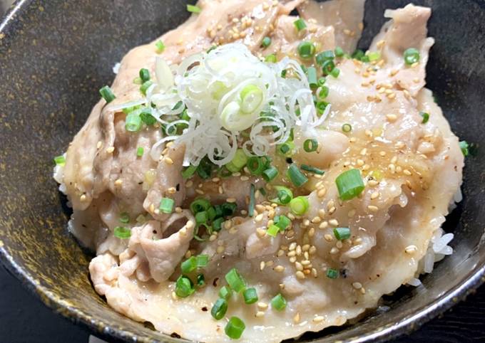 ネギ塩豚カルビ丼 by 陽二郎キッチン 【クックパッド】 簡単おいしいみんなのレシピが392万品