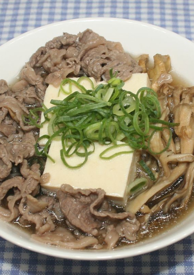 料理番組☆乾燥舞茸で牛肉と豆腐のさっと煮-レシピのメイン写真