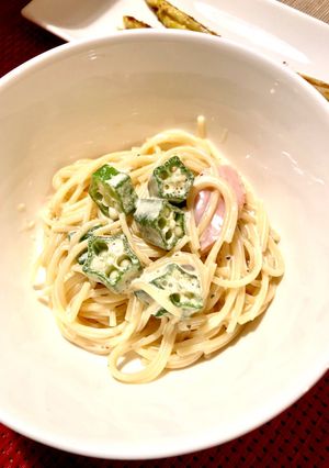 オクラとハムのこんにゃくスパサラ-レシピのメイン写真