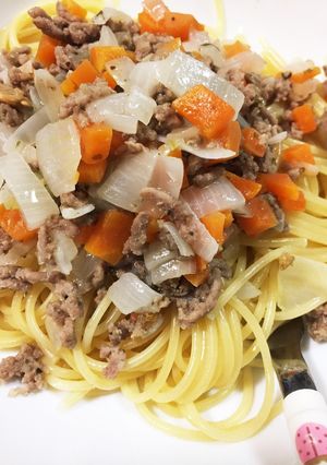ひき肉でランク上げスープパスタ-レシピのメイン写真