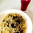 手作りゆかりの生パスタ風ペペロンチーノ
