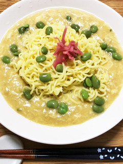 即席麺でとんこつコーンスープの冷麺-レシピのメイン写真