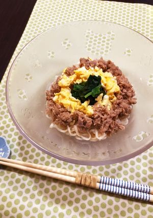 ツナそぼろ丼みたいな冷やしラーメン。-レシピのメイン写真