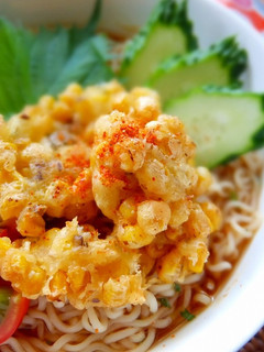 コーン天ぷらのせ冷やしみそラーメン-レシピのメイン写真