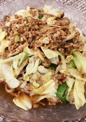 キャベツと豚ひき肉の冷うどん-レシピのメイン写真