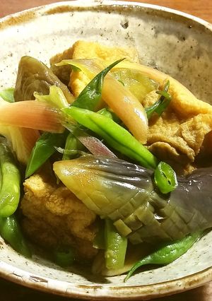 厚揚げ、茄子、いんげん、茗荷の煮物-レシピのメイン写真