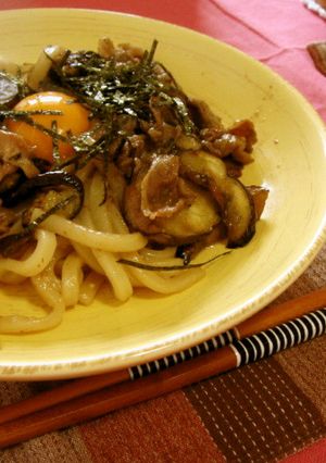 簡単！美味！牛肉となすのおうどん-レシピのメイン写真
