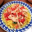 トマトとサラダチキンの冷製パスタ☆