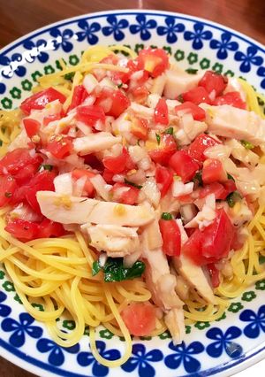 トマトとサラダチキンの冷製パスタ☆-レシピのメイン写真