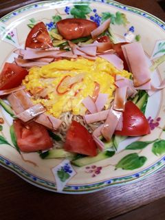 カニ玉半熟オムレツ冷やし中華-レシピのメイン写真