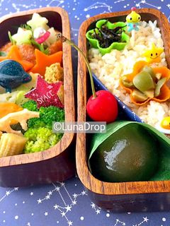 中学生 女子弁当 七夕 玄米 詰め方-レシピのメイン写真