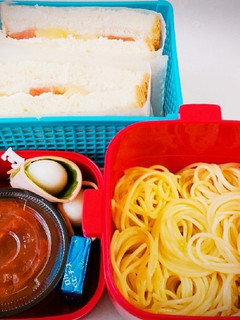 ミートソースパスタとフルーツサンド弁当-レシピのメイン写真