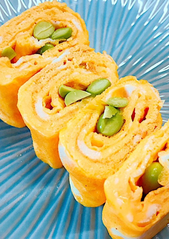 お弁当に！枝豆たくさん玉子焼き-レシピのメイン写真