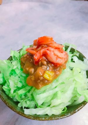 レタスたっぷり麻婆風肉味噌 丼-レシピのメイン写真