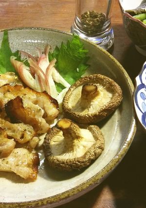冷麦に豚しゃぶ肉と椎茸のグリル-レシピのメイン写真