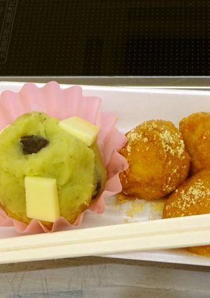 豆腐入り白玉とさつまいもの茶巾＠つくば市-レシピのメイン写真