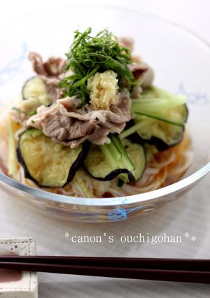 旨々ぶっかけ！揚げ茄子と豚のおろし素麺-レシピのメイン写真