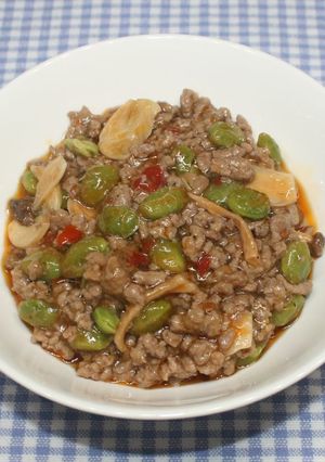 嵐相葉☆乾燥えだ豆と乾燥しめじで麻婆枝豆-レシピのメイン写真