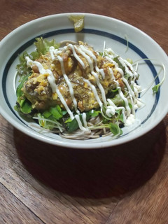 ダイエット①とろ納豆オムレツのサラダ蕎麦-レシピのメイン写真
