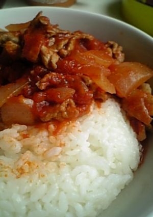 簡単ポークトマト丼♪-レシピのメイン写真