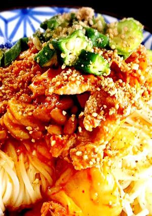 納豆豚キムチそうめん-レシピのメイン写真