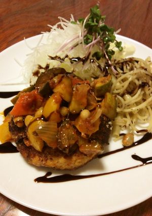 夏野菜の鮭ハンバーグ-レシピのメイン写真