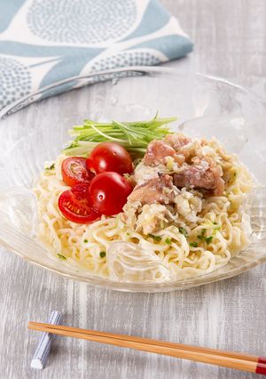 焼鳥缶で簡単！ねぎ塩鶏山椒冷やしあえ麺-レシピのメイン写真