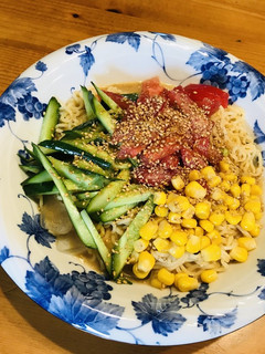 夏野菜たっぷり!冷やし豆乳みそあえメン-レシピのメイン写真
