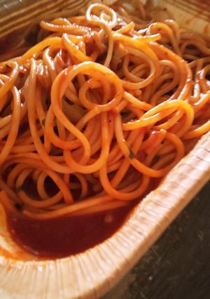 冷凍パスタのペペロンチーノがポマドーロに-レシピのメイン写真
