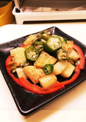 冷めても旨い♡長芋とオクラのバタポン炒め-レシピのメイン写真