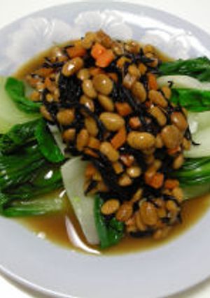 簡単☆チンゲン菜の納豆ひじきソース-レシピのメイン写真
