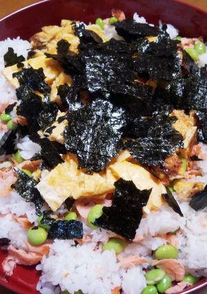 焼いて混ぜて♪鮭豆ごはん-レシピのメイン写真