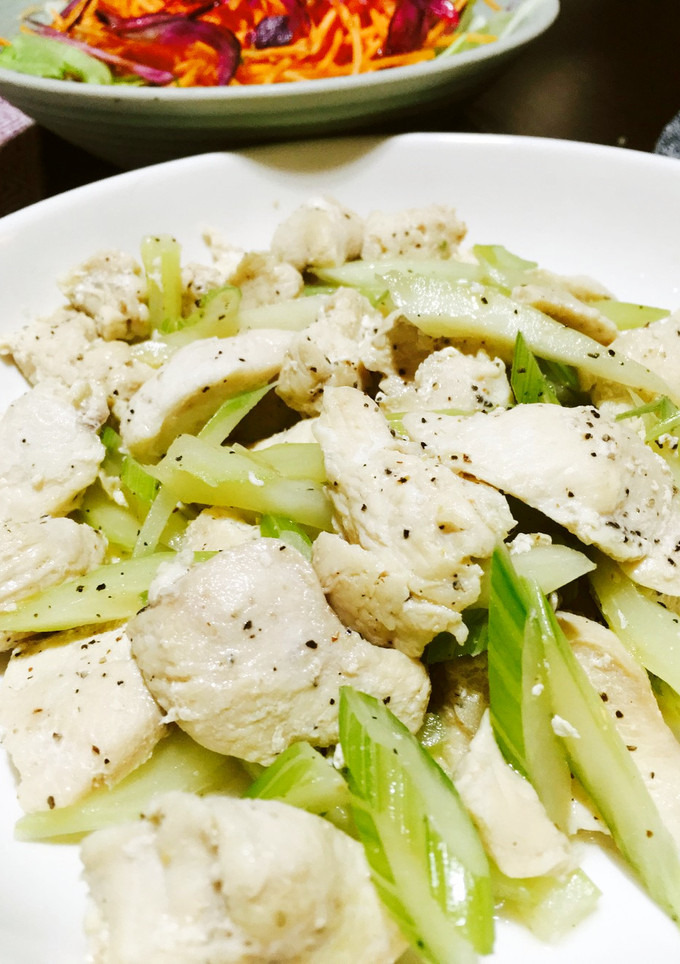 鶏肉とセロリの胡椒炒め-レシピのメイン写真