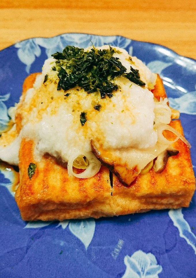 焼き厚揚げときのこのとろろがけ-レシピのメイン写真
