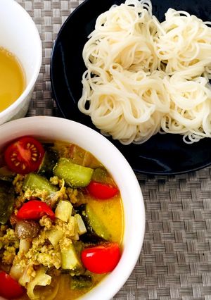 キュウリと茗荷のさっぱり夏カレー＆素麺-レシピのメイン写真