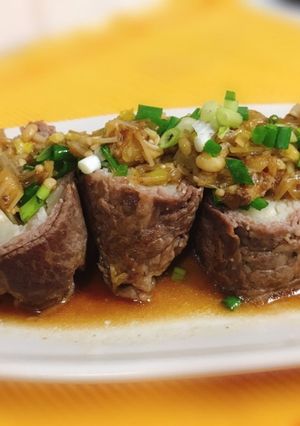簡単♪えのきで肉巻きステーキ 薬味ソース-レシピのメイン写真