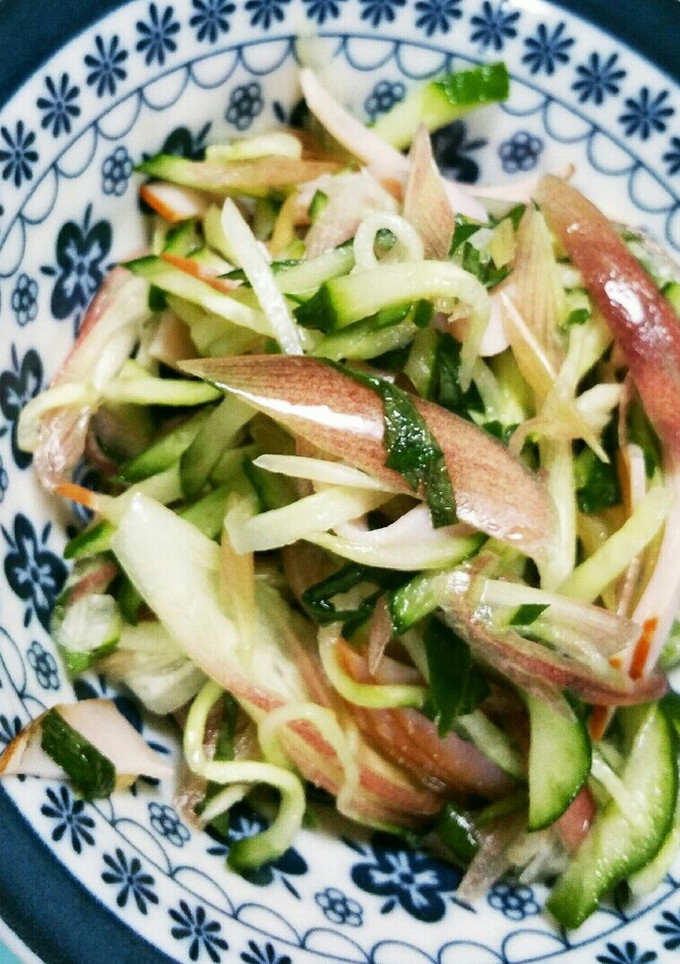 みょうがときゅうりと大葉とハムの酢物-レシピのメイン写真