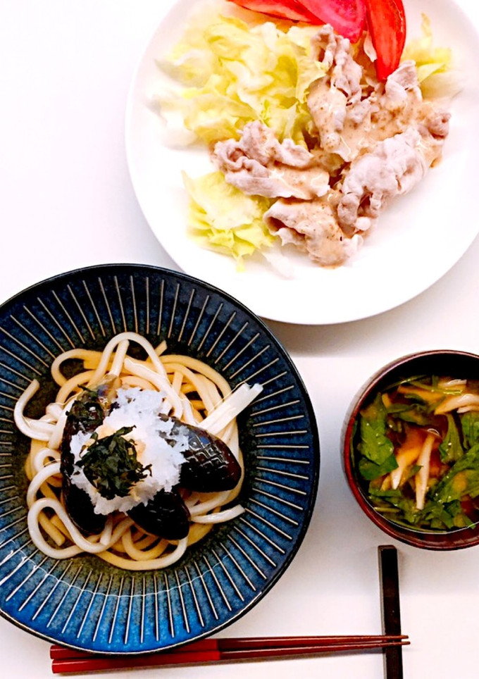 冷やしうどん〜なすの揚げ浸しを乗せて〜-レシピのメイン写真