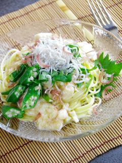 長芋としらすの和風冷製パスタ-レシピのメイン写真