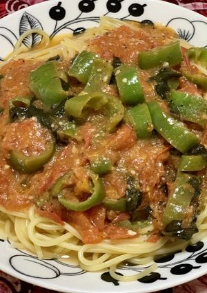 万願寺唐辛子とトマトのパスタ-レシピのメイン写真